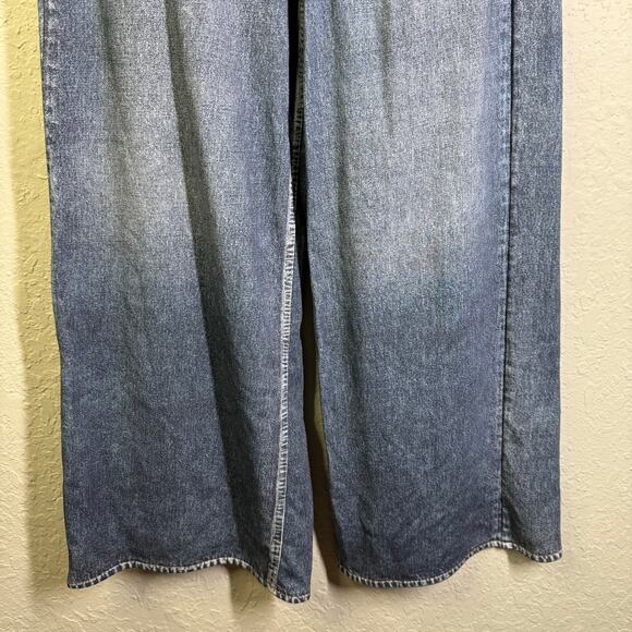 ANOTHERCHILL Jeans Medium Sweatpants Faux Denim Wide Leg Front Zipper & Pockets - Picture 7 of 16